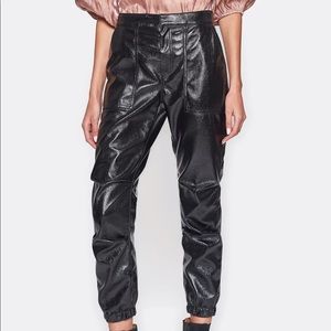 NWT Joie Black Finley Faux Leather Pants in Caviar (Black) Size 0